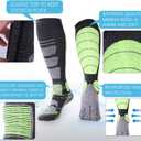 Ski Socks Merino Wool Thermal Knee High Winter Snowboard Sport Socks Men Women, Hunting (Large, Green Orange (2 Pairs))