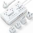 220v to 110v Travel Voltage Converter: International Universal Voltage Converter US to Europe Power Strip Plug Transformer - 2000W Electric Hair Dryer Step Down Outlet Converters for European UK EU (White)