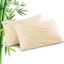 Pillowcases Queen Size 2 Pack, Cooling Viscose from Bamboo Pillow Cases with Envelope Closure, Cool & Breathable Pillow Cover for Hot Sleepers and Night Sweats, 20" x 30"