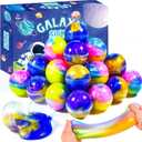Valentines Slime Party Favors,24 Pack Galaxy Slime Balls-Stretchy, Non-Sticky, Mess-Free for Kids, Stress Relief,Halloween&Christmas Slime,Classroom Rewards
