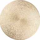 Snowkingdom Gold Round Placemats Set of 4, Golden Vinyl Metallic Hollow 15 Inch Place mats, Washable Easy Clean Wipeable Non Slip Stain Heat Resistant Dining Table Mats for Wedding Party Decoration