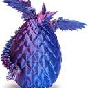 HEZUJ 3D Printed Dragon Dinosaur Egg,Articulated Crystal Dragon Fidget Toys,Prefilled Easter Basket Stuffers Eggs Filled, for Boys Girls Christmas Valentines Day Gifts (Purple Flying Dragon)