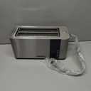 Mueller UltraToast Full Stainless Steel Toaster 4 Slice, Long Extra-Wide Slots for Bagels and Waffles, 6 Browning Levels, LED Display, Cancel/Defrost/Reheat Functions & Removable Tray, Kitchen Gadgets