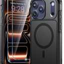 Lanhiem Magnetic for iPhone 17 Pro Case, with [2 Pcs Screen Protector] [Compatible with MagSafe] Shockproof Heavy Duty Military Grade Protective Phone Case Cover for iPhone 17 Pro (Black)