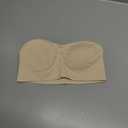 Strapless Bras for Women, Non-Slip Silicone Bandeau Bra, Wireless Padded Bralette Push Up Bra Seamless Tube Top (Large, Nude)