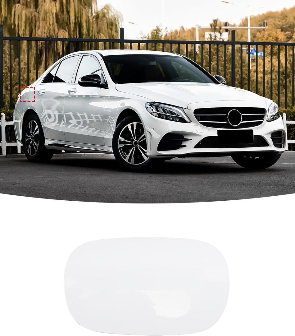 Fuel Tank Cover for Mercedes-Benz W205 C300 C400 C43 C450 C63 C200 C250, Fuel Tank Filler Door Cover for Mercedes-Benz C Class C350e C63 AMG 2014-2021 (White)