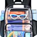 Clear Bag for Stadium Events, 12x6x12 Clear Backpack with Reinforced Strap, Stadium bag for Sports Concerts Work Travel, Black