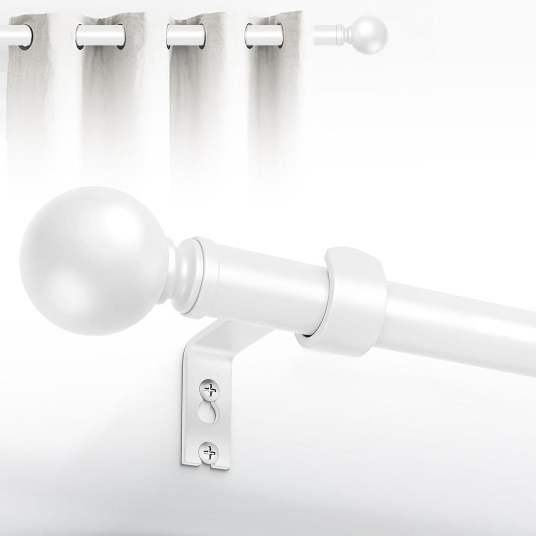 Hei!Dear Curtain Rods for windows 30 to 45 Inches(2.5-3.75 Feet), Adjustable 5/8 inch, Heavy Duty Decorative Splicing Curtain Rod,Small Window Rods Set,Size: 30"-45",White