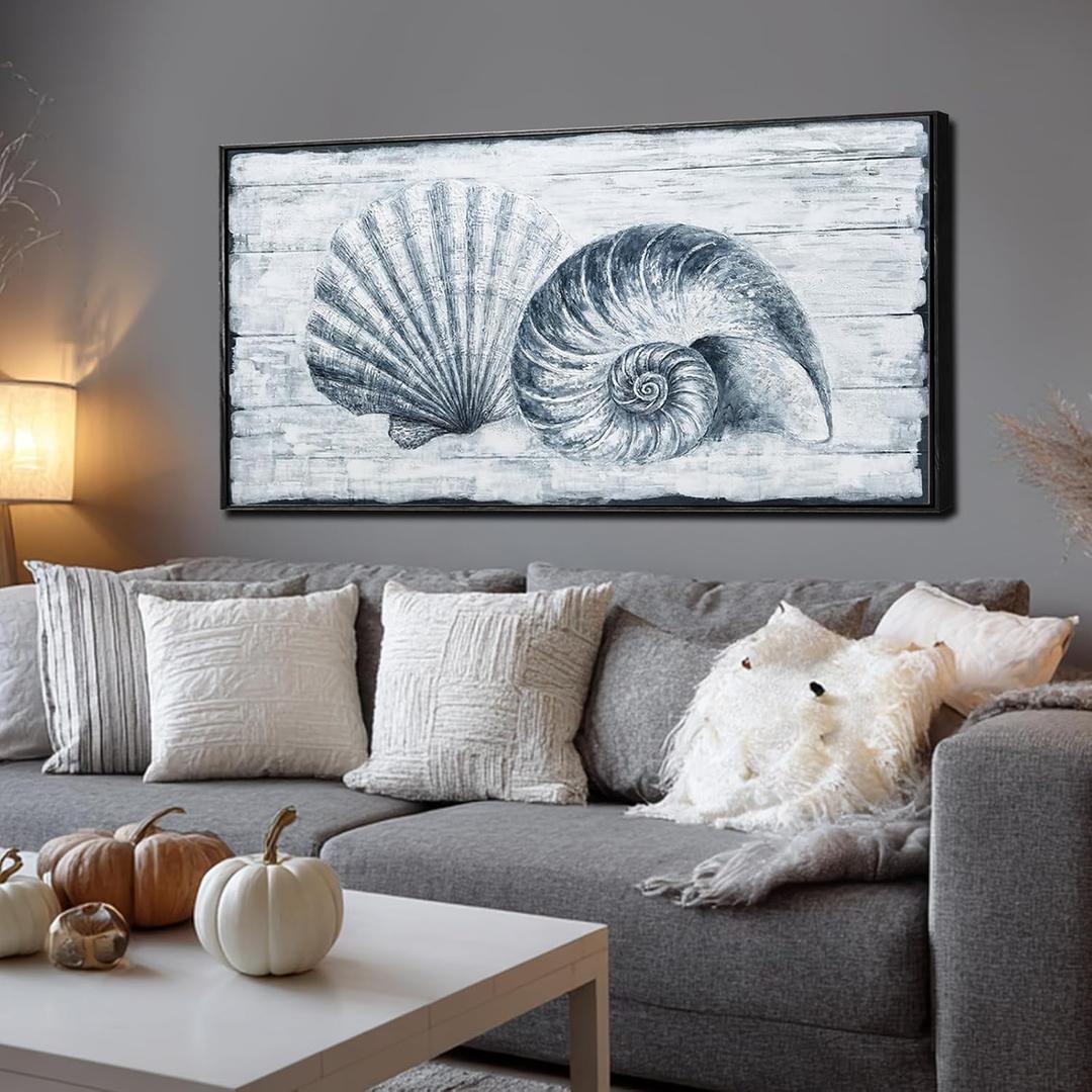 Coastal Seashell Beach Canvas Wall Art Pictures for Living Room 24"x48"