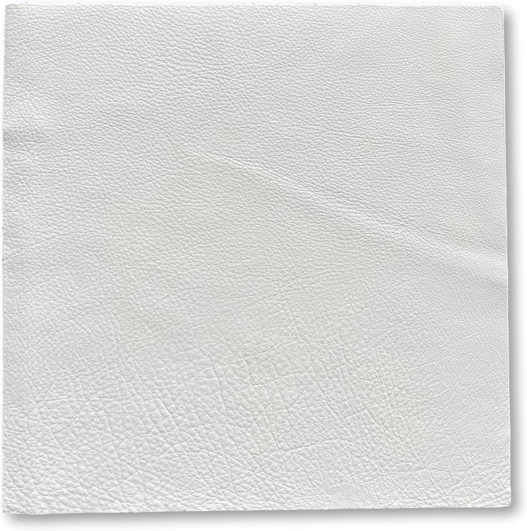 Natural Grain Cow Leathers: 12'' x 12'' Pre-Cut Leather Pieces (White, 1 Piece)