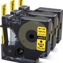 COLORWING Compatible with DYMO D1 Label Tape Black on Yellow 45018 S0720580 Replace for DYMO Label Maker Refill D1, 1/2 Inch x 23 Ft, for Dymo LabelManager 160 420P 210D 280 360D PnP, 3-Pack