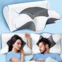 SAHEYER Cervical Neck Pillow, Memory Foam Pillow for Neck Pain Relief and Snoring, Ergonomic Pillow for Side Sleeper, 2 in 1 Orthopedic Pillow for Back and Stomach Sleeper, Grey
