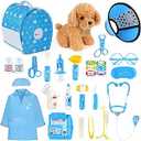 Doctors Set for Kids  Children Pet Vet Care Play Set with Doctor Costume, Plush Dog, Pretend Role Play Medical Kit Toys Gifts for 3 4 5 6 Year Old Girls