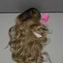 Lativ Dirty Blonde Wig With Bangs Long Wavy Curly Ombre Blonde Wig with Dark Roots Synthetic Heat Resistant Wigs for Women Daily Party Use 26 Inches