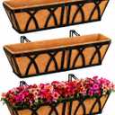HKZ Deck Balcony Railing Planter Window Boxes - 3 Pack 24 Inch Planter Box, Balcony Planters Railing Hanging, Window Boxes Outdoor Fence Planters