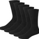 Falari Men Dress Socks 5-Pack Plain Rib Black Dress Socks Cotton Crew Socks Size 10-13 (Black)