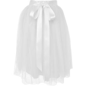 Dancina Women A-Line Tulle Skirt Tutu Knee Length (12-18 Plus, White)