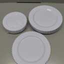 U-QE 60PCS White Plastic Plates - Fancy Beaded Plates Disposable Heavy Duty - Premium Hard Plastic Plates for Party, Wedding & Birthday Including 30 Dinner Plates 10" & 30 Dessert Plates 7"