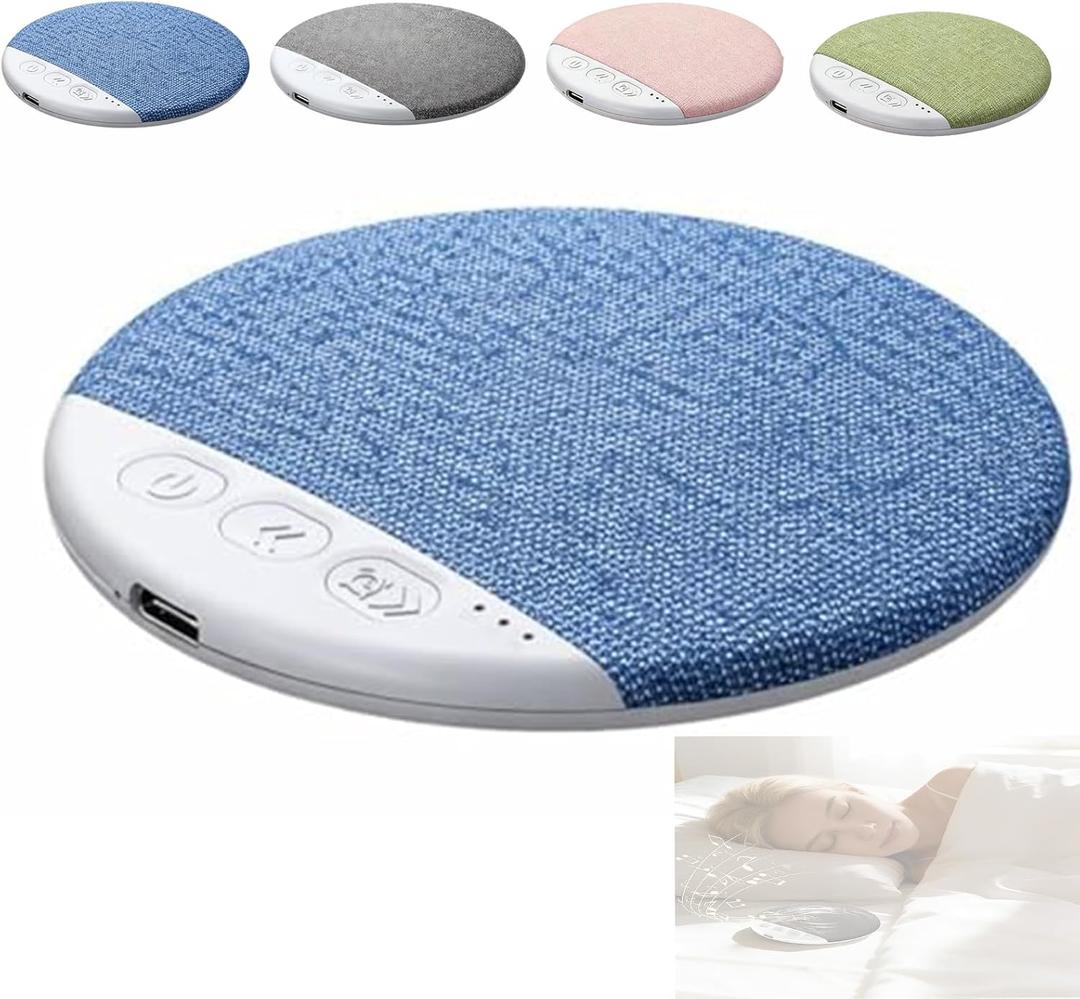 Sleep Pillow Speaker, Bluetooth Pillow Speaker Under for Sleeping – Mini Bone Conduction Sleep Aid with Stereo Bass with White Noise Timer Wireless Sleep Aid (Blue)