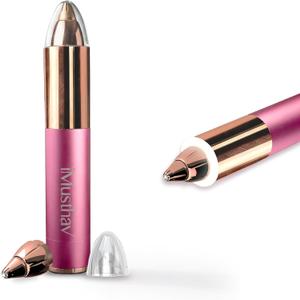 Eyebrow Hair Remover for Women | 18K Gold-Plated Head | 360 LED Light Portable Painless Epilator (Travel Size Brow, Paradise Pink)