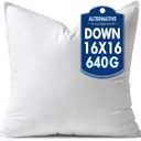MIULEE 16x16 Inch Synthetic Down Alternative Pillow Insert | Decorative Throw Pillow 16 x 16 Inch Body Bed Sleeping Ultra Soft Fluffy Form for Sofa Couch Bed