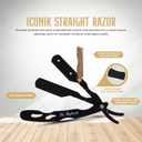 Professional Straight Edge Barber Razor  60 Single/30 Double-Sided Stainless Steel Blades for Men & Women, with Leather Case (Gold)