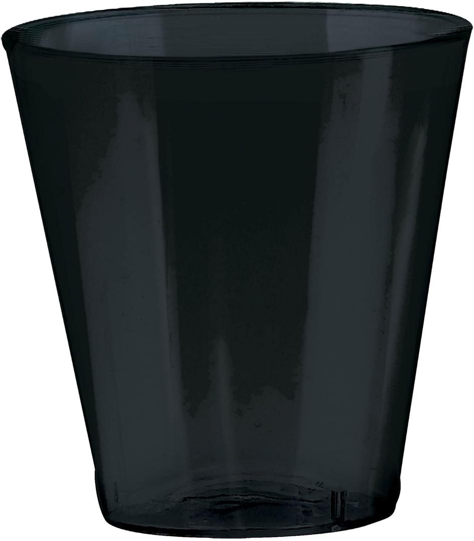 Jet Black Plastic Shot Glasses - 2 oz. (Pack of 6) - Perfect for Halloween Parties, Spooky Barware & Drinkware Accessory