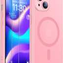 SPIDERCASE for iPhone 15 Plus Case, Magnetic Translucent Matte Case with 2PCS Tempered Glass Screen Protector Slim Phone Case for iPhone 15 Plus 6.7'', Pink