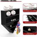 Baseball Ring Holder with Baseball Case Display for Balls , Wooden Medal Display Case Wall Mount Baseball Case Display for Balls, Medals, Rings, Trophies Baseball Lover's Gift (Black)