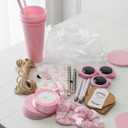 Baby Shower Prizes for Game Winners including Plastic Tumbler Notebook Pen Heart Coaster Hair Band Mini Mirror Brush Gift Bags for Wedding Bridal Baby Shower Favors (Pink Bow)