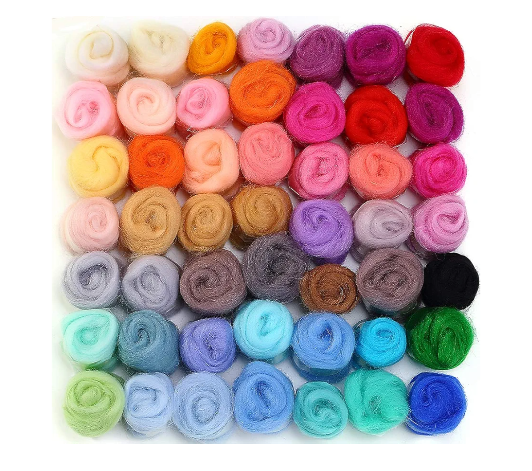 MOMODA BAODLON 50 Colors Fibre Wool Yarn Roving for Needle Felting Hand Spinning DIY Craft Materials