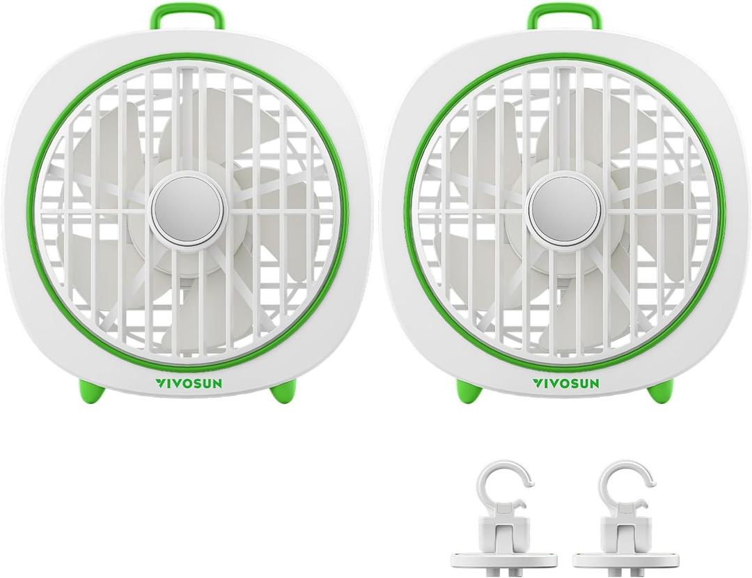 VIVOSUN AeroWave D4, 4 Grow Tent Clip Fan with Detachable Hook, 3-Speed Strong & Quiet Airflow, Adjustable Airflow Angle for Hydroponics, Circulation & Cooling, White, 2-Pack (White)