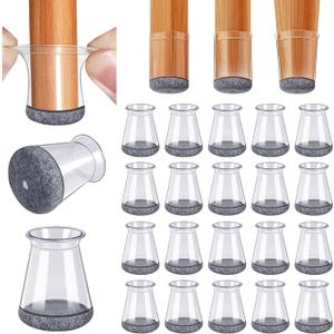 BUMACO Chair Leg Floor Protectors Chair Leg Protectors for Hardwood Floors Silicone Pads Covers to Protect Floors Clear-20 Pcs Universal XS (8/16"-15/16")