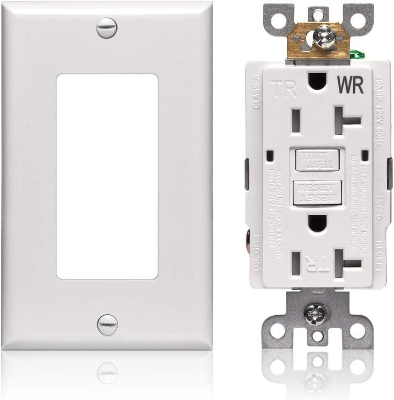 GFCI Outlet 20 amp Receptacle - UL Listed WR Tamper Resistant End of Life Monitoring Self-Test Electrical Outlets GFCI Receptacle for Outdoor White