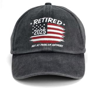 Retirement Gifts for Women Men Cool Retired hat Funny Embroidered Classic Denim hat (One Size, Flag_black)