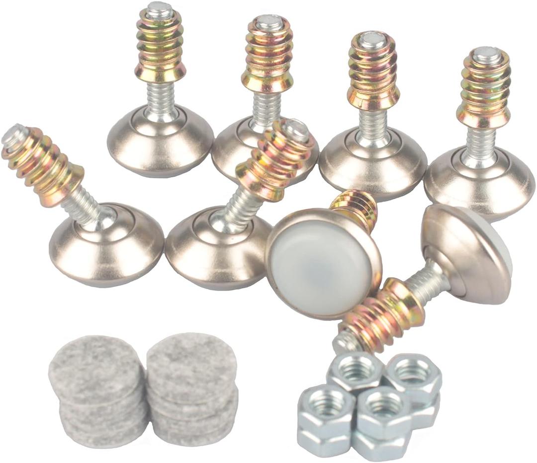 Furniture Levelers Swivel Feet,Angle Height Adjustable(1/4-20 Nut Inserts Kits-8 Sets),Heavy Duty Leveling Legs for Table Chairs Cabinets Sofa,with High-Density Self-Adhesive Felt Pads