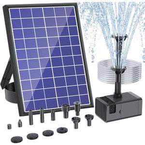 Antfraer Solar Fountain Pump for Bird Bath, 6.5W Solar Fountain with Dry-Run Protection, Solar Water Fountain with Double-Layer Nozzles & 5Ft Tubing for Small Pond Bird Bath Garden DIY Water Feature