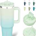 BJPKPK 40 oz Insulated Tumbler With Lid And Straw Stainless Steel Tumblers Cup With Handle For Women And Men,Mint
