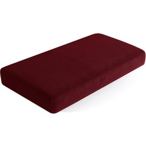 SUBRTEX Stretch Couch Cushion Cover, Sofa Cushion Furniture Protector, Couch Seat Slipcover, High Elasticity for RV Living Room (Loveseat Cushion, Wine Red) (Medium)