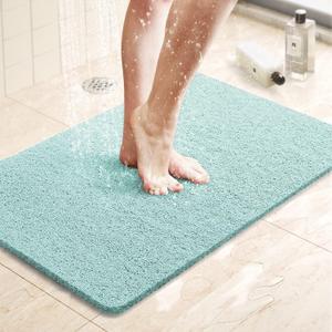 LuxStep Shower Mat Bathtub Mat,24x16 inch, Non-Slip Bath Mat with Drain, Quick Drying PVC Loofah Bathmat for Tub,Shower,Bathroom (Phthalate Free,Green)