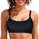Sports Bikini Tops for Women Swim Bra Wirefree Workout Swimsuit Top Comfortable Support for Swimming, Beach, Active Wear (Black, XXL)