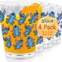 Disney Stitch Acrylic Cups  4 Pack 16 oz Reusable Plastic Cups  BPA-Free, Durable & Stackable Tumblers  Top Rack Dishwasher Safe Acrylic Drinking Glasses for Water, Juice, Smoothies & More