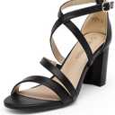 DREAM PAIRS Womens Ankle Strap Dress Pump Low Chunky Heel Sandals (9 Wide)