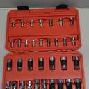 TEKTON 1/4, 3/8 Inch Drive 6-Point Universal Joint Socket Set with Case, 33-Piece (1/4-3/4 in., 6-19 mm) | SHD99301