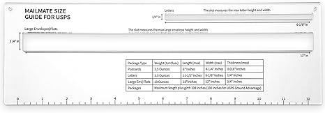 Tenceur 13.1 x 4.2 Inches Mail Shipping Guide for Usps, Acrylic Mail Measurement Ruler for Letter, Envelope Size, Measuring Tool for Usps, Including Weight and Size Chart
