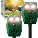 Solar-Powered Ultrasonic Animal Repellent with Motion Sensor, Waterproof Cat Deterrent with LED Flashing Lights, Perfect for Outdoor Yards, Effective to Repel Cats, Dogs, Coyotes, Raccoons, and Deer. (Green)