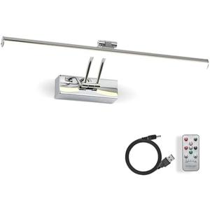 HOWMZON Picture Light, 16 inches Art Light with Remote, Wireless Picture Lights for Wall, Full Metal Battery Painting Lighting for Artwork, Gallery,Mirror (Chrome)