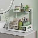 Under Sink Organizer, 2 Pack Cabinet Organizer for Kitchen, Height Adjustable Pull Out Heavy Duty 2 Tier Metal Under Sink Storage for Bathroom Pantry (White, 2 Pack)