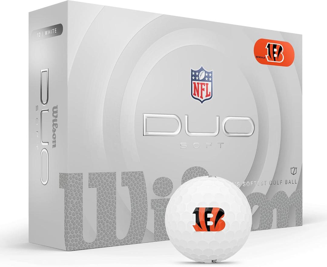WILSON 2025 Duo Soft NFL Golf Ball - 12 Balls, White, Atlanta Falcons (Cincinnati Bengals)