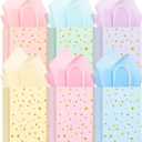 Pajean 24 Pack Star Party Favor Bags Gift Bags with Handle Colorful Paper Star Goodie Bag Kraft Goodies Treat Bag with Tissues for Birthday Baby Shower Wedding Party Favors Supplies